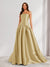 A-Line/Princess Strapless Sweep Train Ruched Prom Dresses