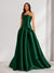 A-Line/Princess Strapless Sweep Train Ruched Prom Dresses
