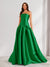 A-Line/Princess Strapless Sweep Train Ruched Prom Dresses