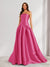 A-Line/Princess Strapless Sweep Train Ruched Prom Dresses