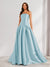 A-Line/Princess Strapless Sweep Train Ruched Prom Dresses
