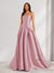 A-Line/Princess Strapless Sweep Train Ruched Prom Dresses