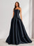 A-Line/Princess Strapless Sweep Train Ruched Prom Dresses