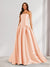 A-Line/Princess Strapless Sweep Train Ruched Prom Dresses