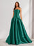 A-Line/Princess Strapless Sweep Train Ruched Prom Dresses