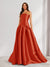 A-Line/Princess Strapless Sweep Train Ruched Prom Dresses