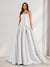 A-Line/Princess Strapless Sweep Train Ruched Prom Dresses