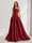 A-Line/Princess Strapless Sweep Train Ruched Prom Dresses