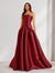 A-Line/Princess Strapless Sweep Train Ruched Prom Dresses