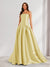 A-Line/Princess Strapless Sweep Train Ruched Prom Dresses