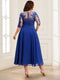 A-Line/Princess Illusion Neck Chiffon Plus Size Mother of the Bride Dresses With Appliques Lace