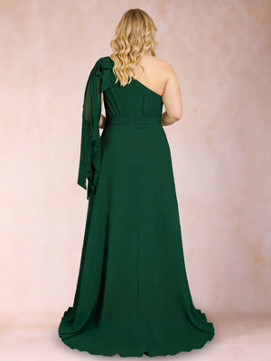 Chiffon A-Line/Princess One-Shoulder Plus Size Mother of the Bride Dresses With Pleats