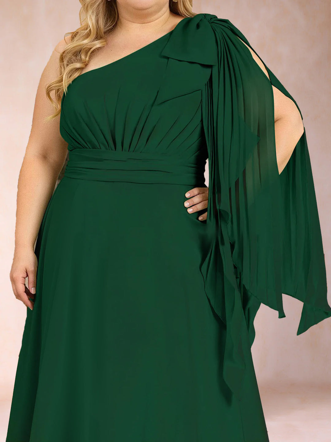 Chiffon A-Line/Princess One-Shoulder Plus Size Mother of the Bride Dresses With Pleats