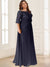 A-Line/Princess Scoop Half Sleeves Plus Size Chiffon Mother of the Bride Dresses With Lace