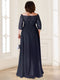 A-Line/Princess Scoop Half Sleeves Plus Size Chiffon Mother of the Bride Dresses With Lace