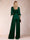 Satin Separates V-Neck Half Sleeves Pantsuits with Sash