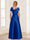 A-Line/Princess Asymmetrical Neck Short Sleeves Jumpsuits with Belt
