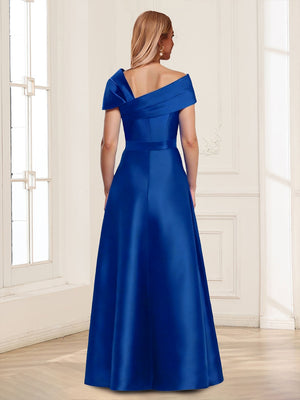 A-Line/Princess Asymmetrical Neck Short Sleeves Jumpsuits with Belt