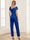 A-Line/Princess Asymmetrical Neck Short Sleeves Jumpsuits with Belt