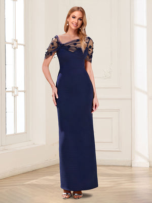 Satin Sheath/Column Asymmetrical Sleeveless Mother of the Bride Dresses With 3D Floral