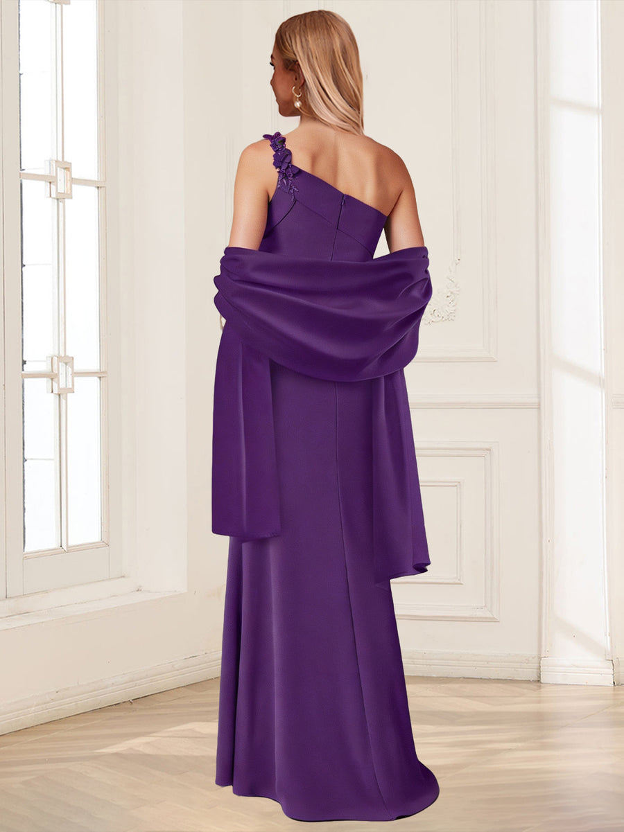 Floral Sheath/Column One-Shoulder Sleeveless Mother of the Bride Dresses With Shawl