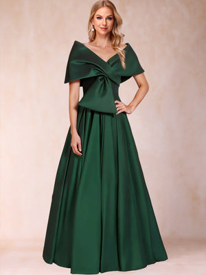 A-Line/Princess Off-The-Shoulder Sleeveless Ruched Mother of the Bride Dresses With Bow(s)