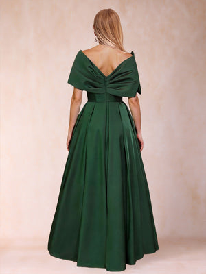 A-Line/Princess Off-The-Shoulder Sleeveless Ruched Mother of the Bride Dresses With Bow(s)