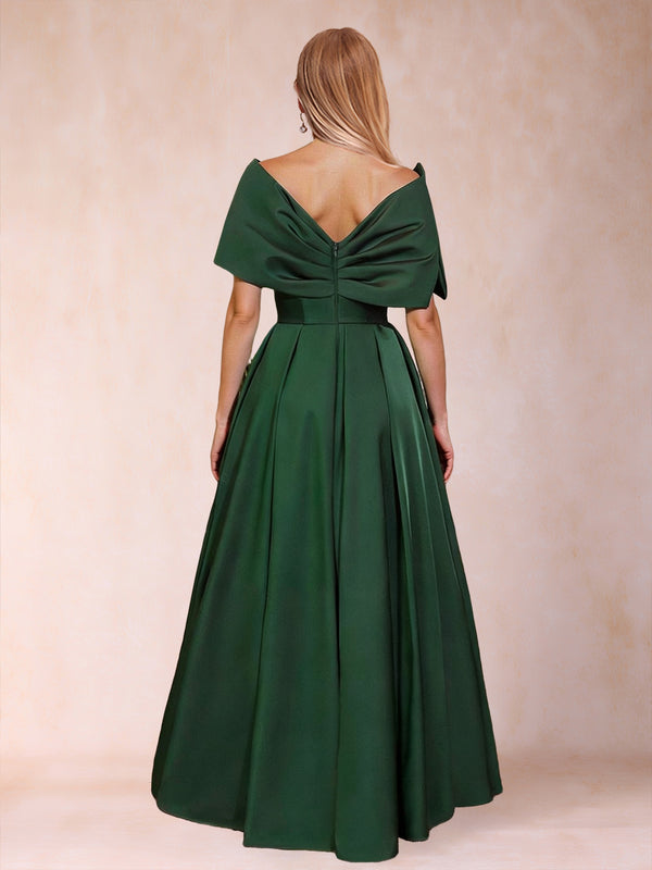 A-Line/Princess Off-The-Shoulder Sleeveless Ruched Mother of the Bride Dresses With Bow(s)