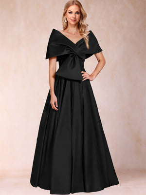 A-Line/Princess Off-The-Shoulder Sleeveless Ruched Mother of the Bride Dresses With Bow(s)