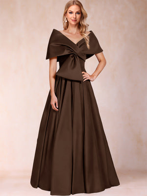 A-Line/Princess Off-The-Shoulder Sleeveless Ruched Mother of the Bride Dresses With Bow(s)