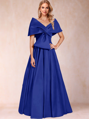 A-Line/Princess Off-The-Shoulder Sleeveless Ruched Mother of the Bride Dresses With Bow(s)