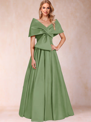 A-Line/Princess Off-The-Shoulder Sleeveless Ruched Mother of the Bride Dresses With Bow(s)