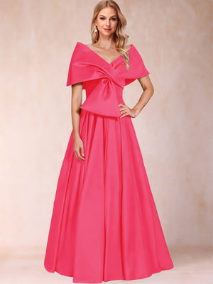 A-Line/Princess Off-The-Shoulder Sleeveless Ruched Mother of the Bride Dresses With Bow(s)