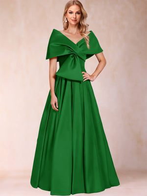 A-Line/Princess Off-The-Shoulder Sleeveless Ruched Mother of the Bride Dresses With Bow(s)