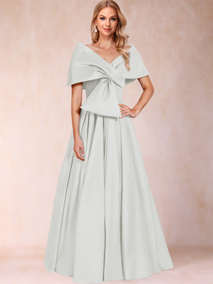 A-Line/Princess Off-The-Shoulder Sleeveless Ruched Mother of the Bride Dresses With Bow(s)