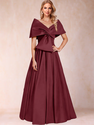 A-Line/Princess Off-The-Shoulder Sleeveless Ruched Mother of the Bride Dresses With Bow(s)