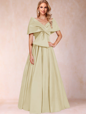 A-Line/Princess Off-The-Shoulder Sleeveless Ruched Mother of the Bride Dresses With Bow(s)