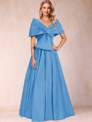 A-Line/Princess Off-The-Shoulder Sleeveless Ruched Mother of the Bride Dresses With Bow(s)