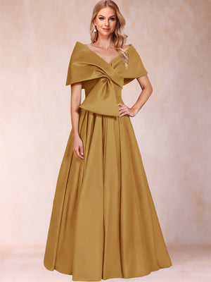A-Line/Princess Off-The-Shoulder Sleeveless Ruched Mother of the Bride Dresses With Bow(s)