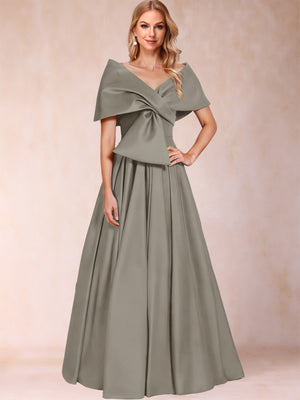 A-Line/Princess Off-The-Shoulder Sleeveless Ruched Mother of the Bride Dresses With Bow(s)