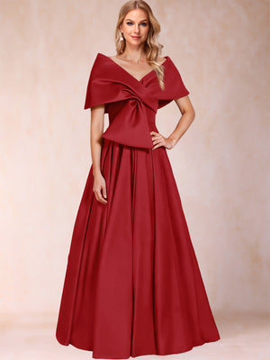 A-Line/Princess Off-The-Shoulder Sleeveless Ruched Mother of the Bride Dresses With Bow(s)