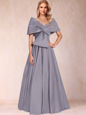 A-Line/Princess Off-The-Shoulder Sleeveless Ruched Mother of the Bride Dresses With Bow(s)