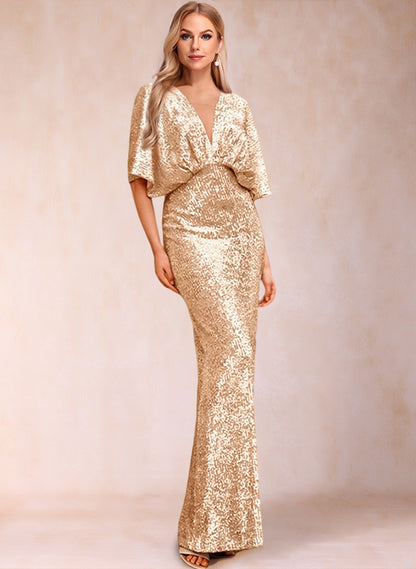 Sheath/Column V-Neck Short Sleeves Mother of the Bride Dresses