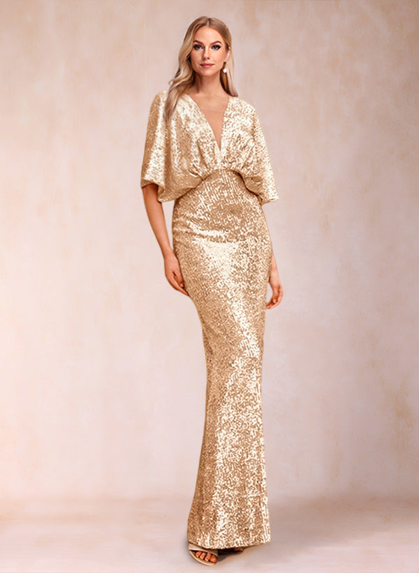 Sheath/Column V-Neck Short Sleeves Mother of the Bride Dresses