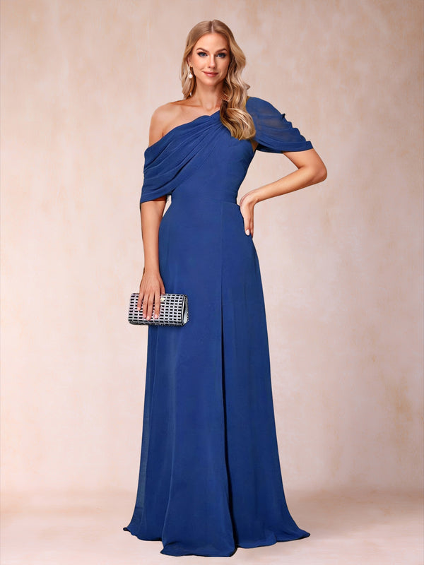 A-Line/Princess Asymmetrical Neck Sweep Train Mother of the Bride Dresses