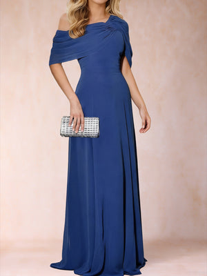 A-Line/Princess Asymmetrical Neck Sweep Train Mother of the Bride Dresses