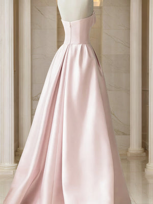 A-Line/Princess Strapless Floor-Length Prom Dresses