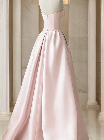 A-Line/Princess Strapless Floor-Length Prom Dresses