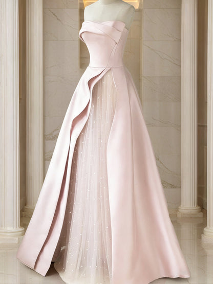 A-Line/Princess Strapless Floor-Length Prom Dresses