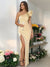Sheath/Column One-Shoulder Sleeveless Prom Dresses With Split Front